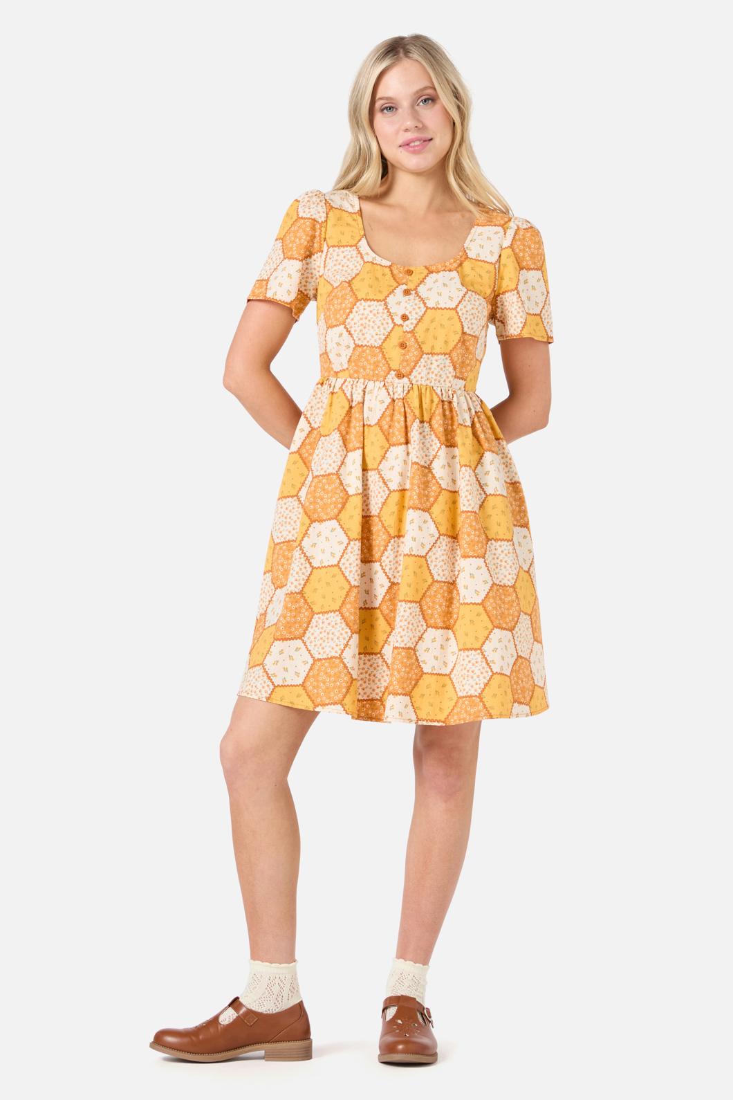 Princess Highway - Patchwork Mini Dress - gold