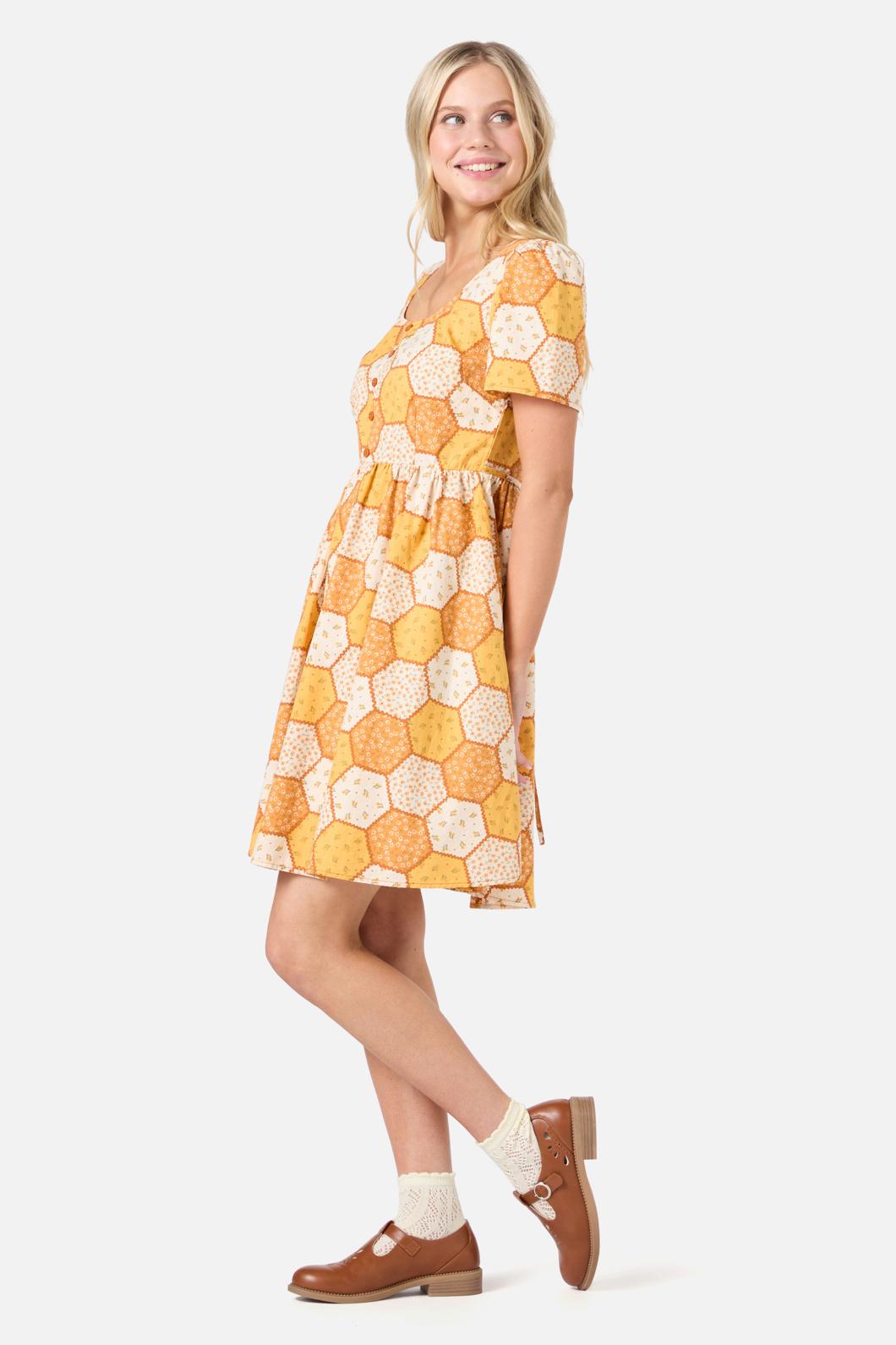 Princess Highway - Patchwork Mini Dress - gold