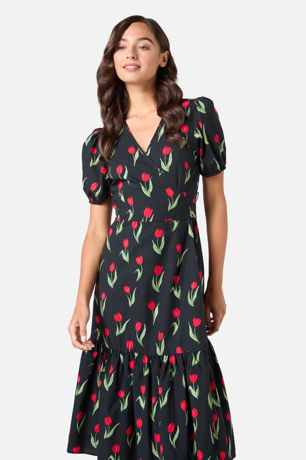 Princess Highway - Tulip Midi Wrap Dress - black