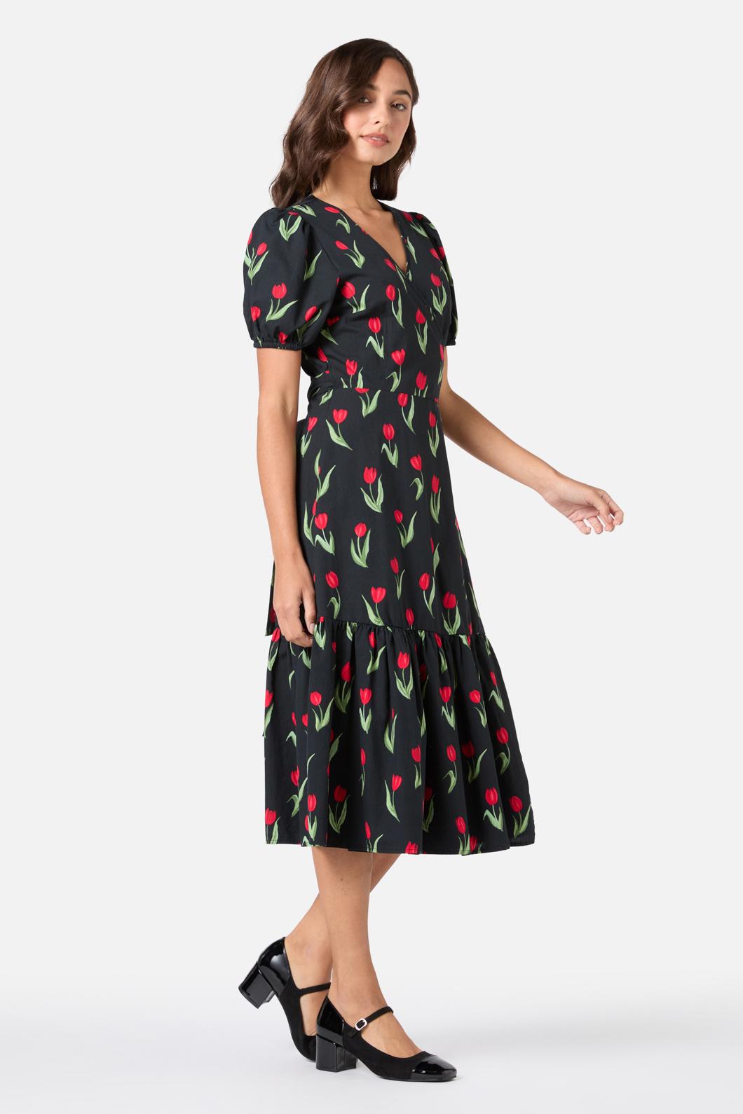 Princess Highway - Tulip Midi Wrap Dress - black