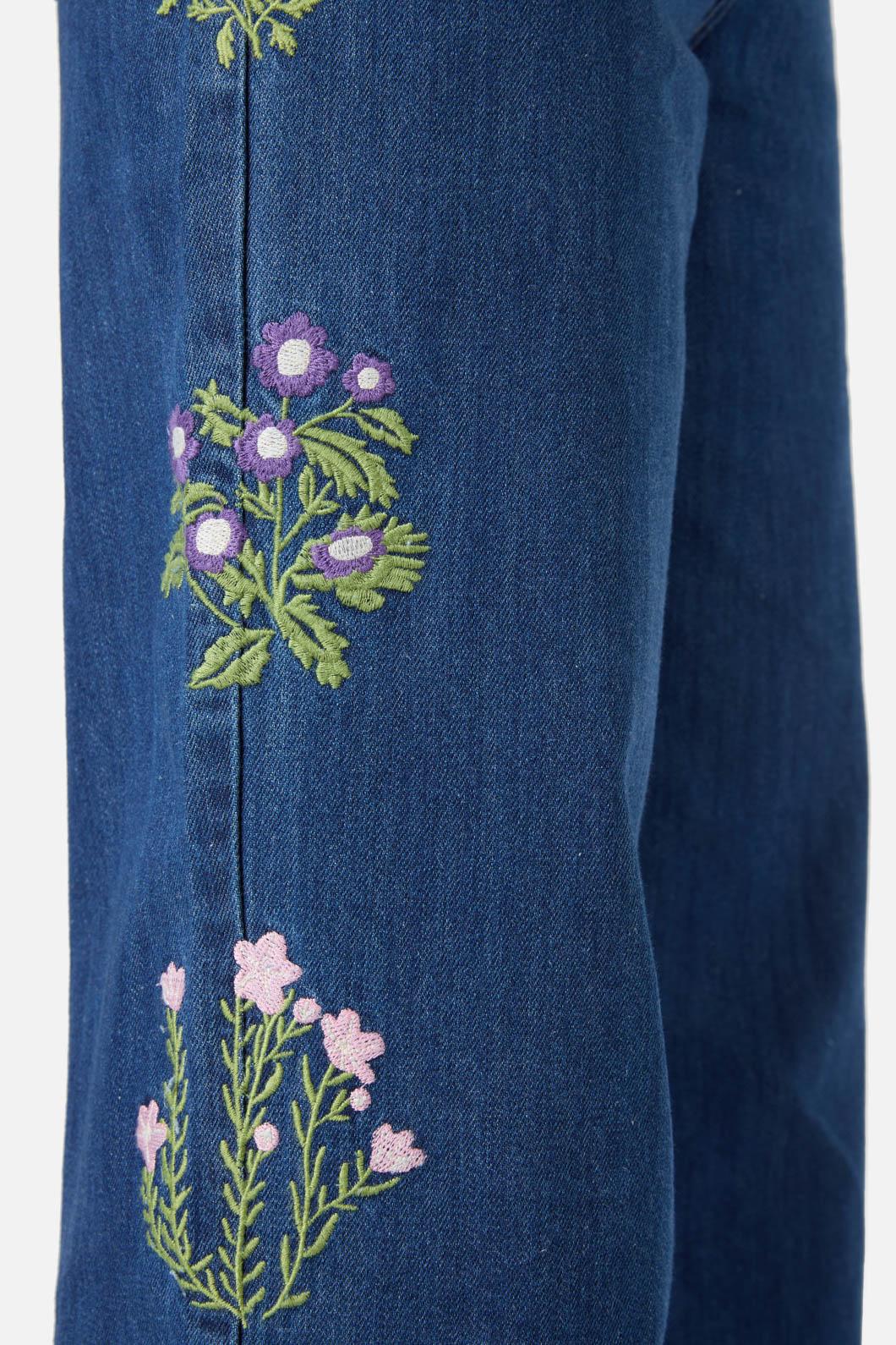 Princess Highway - Lattice Flower Emb Jean - blue-denim