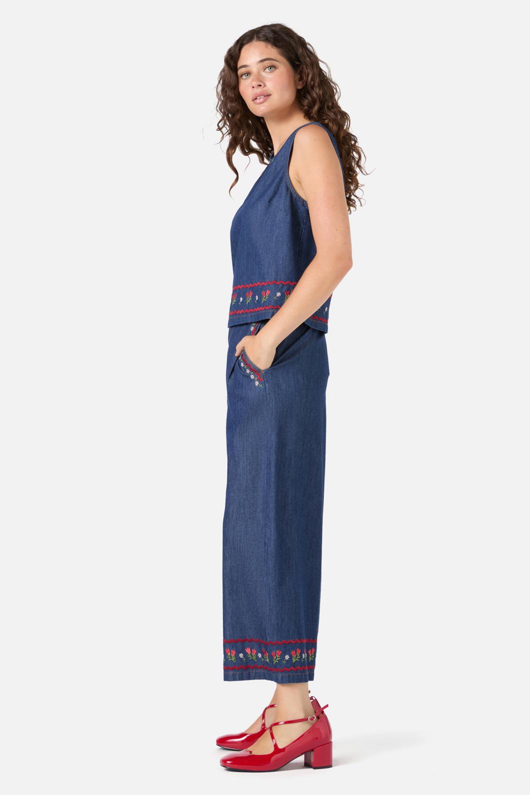 Princess Highway - Meadows Denim Emb Top - blue-denim
