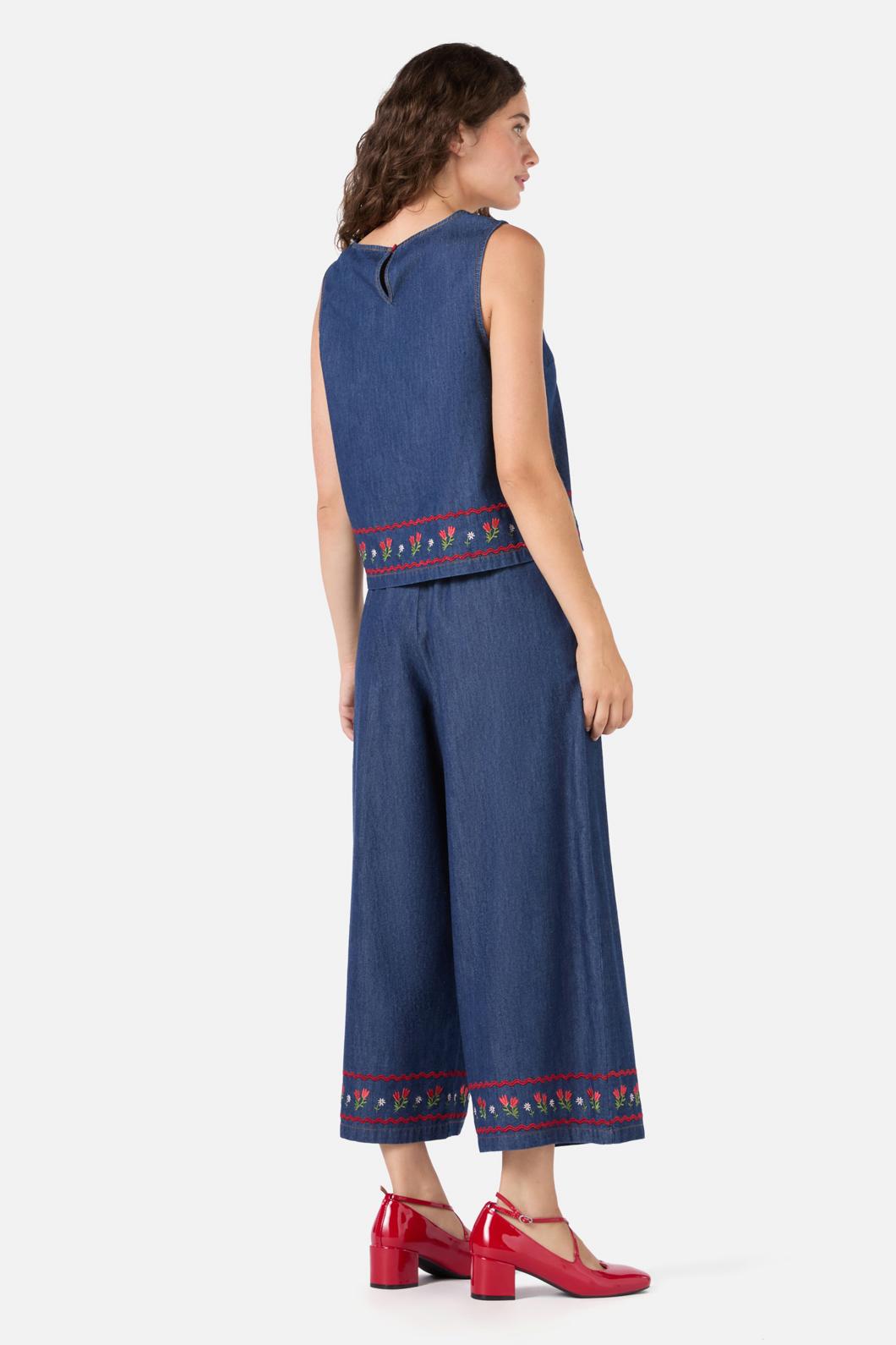 Princess Highway - Meadows Denim Emb Top - blue-denim