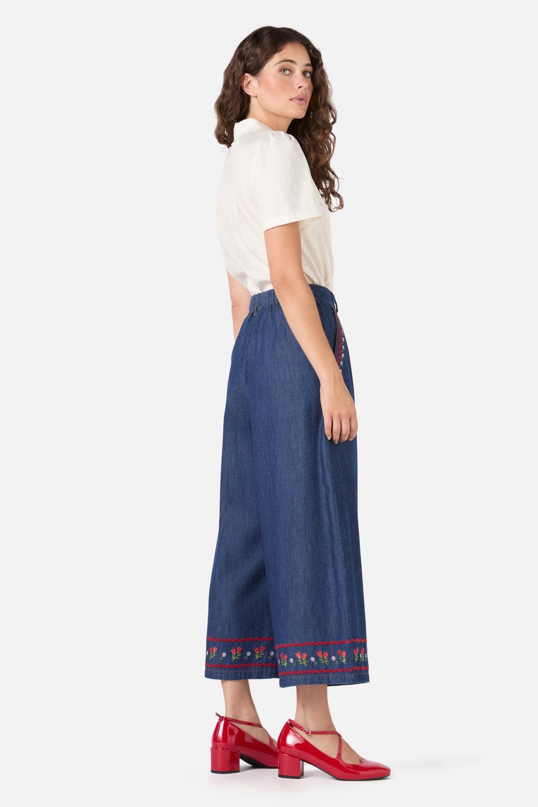 Princess Highway - Meadows Denim Emb Skort - blue-denim