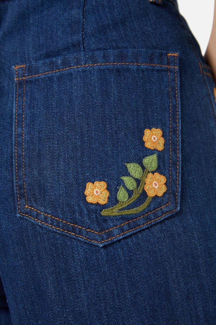 Princess Highway - Flower Child Emb Jean - blue-denim