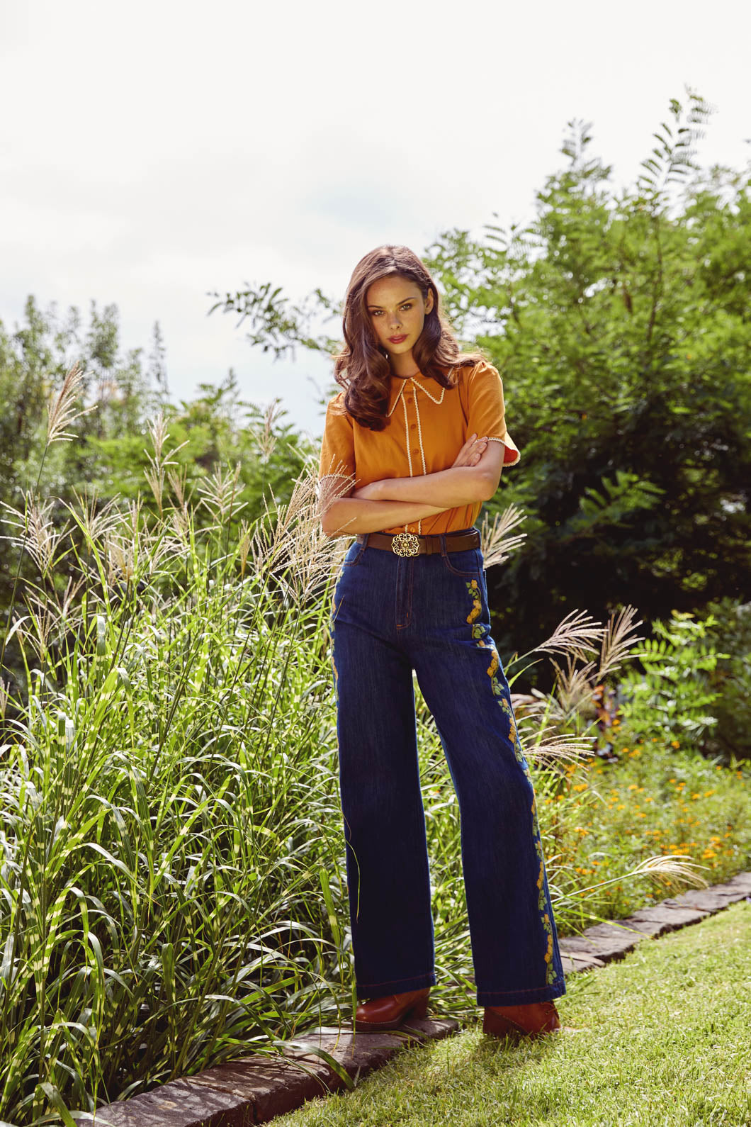 Princess Highway - Flower Child Emb Jean - blue-denim