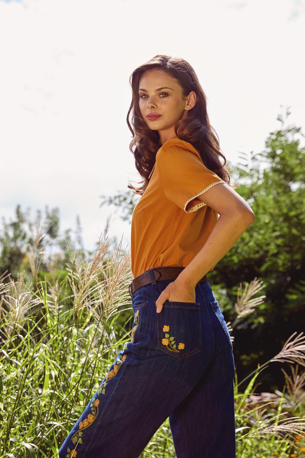 Princess Highway - Flower Child Emb Jean - blue-denim