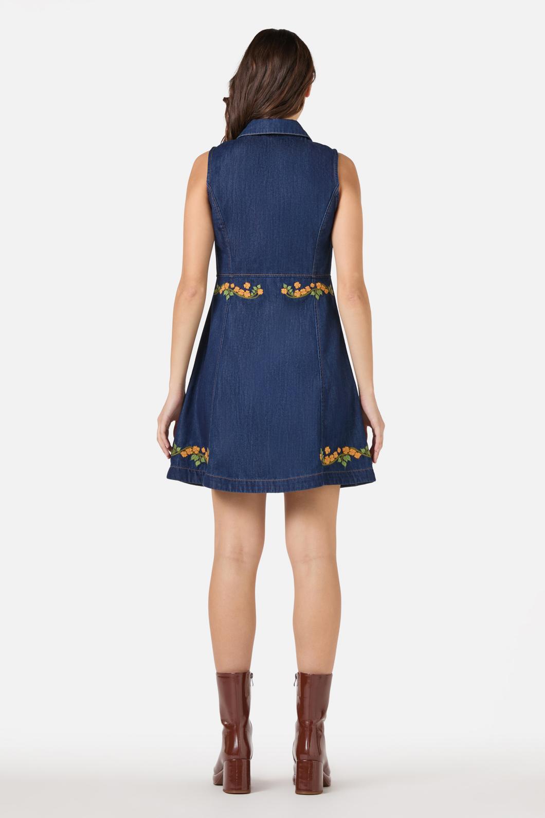 Princess Highway - Flower Child Emb Dress - blue-denim