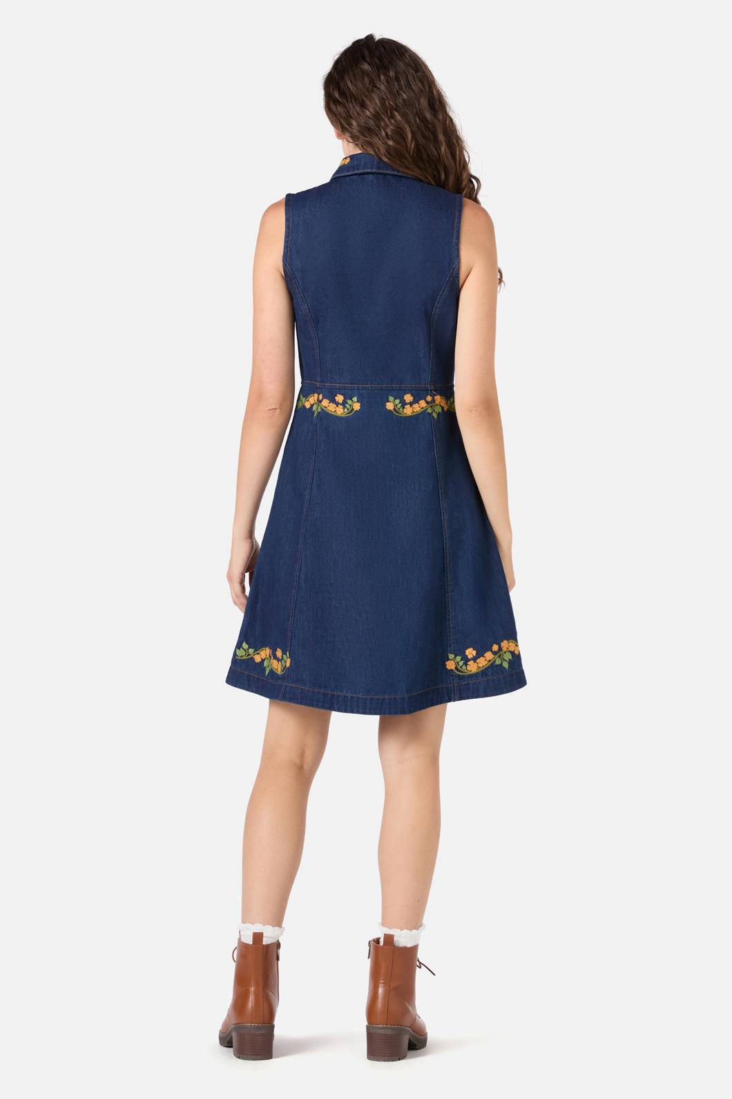 Princess Highway - Flower Child Emb Dress - blue-denim