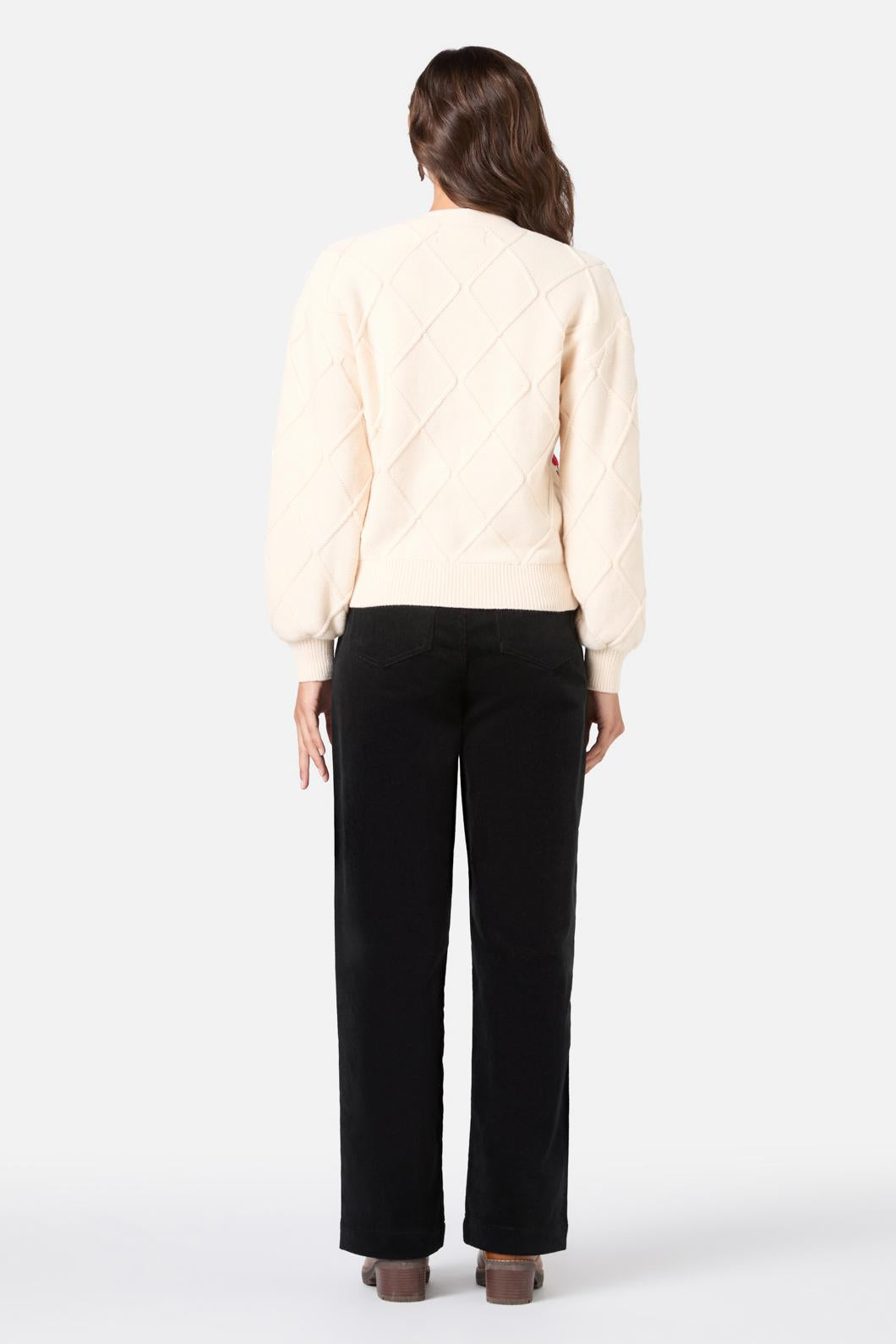 Princess Highway - Tulip Embroidered Cardigan - cream