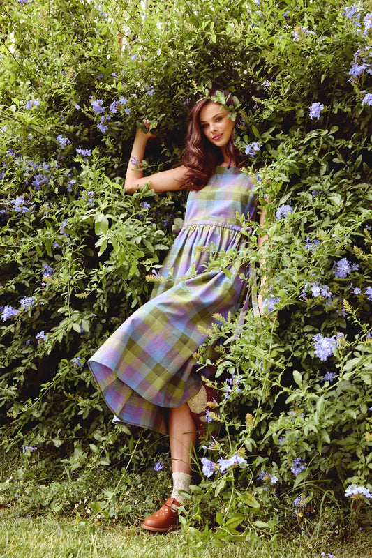 Princess Highway - Maxine Check Midi Dress - olive
