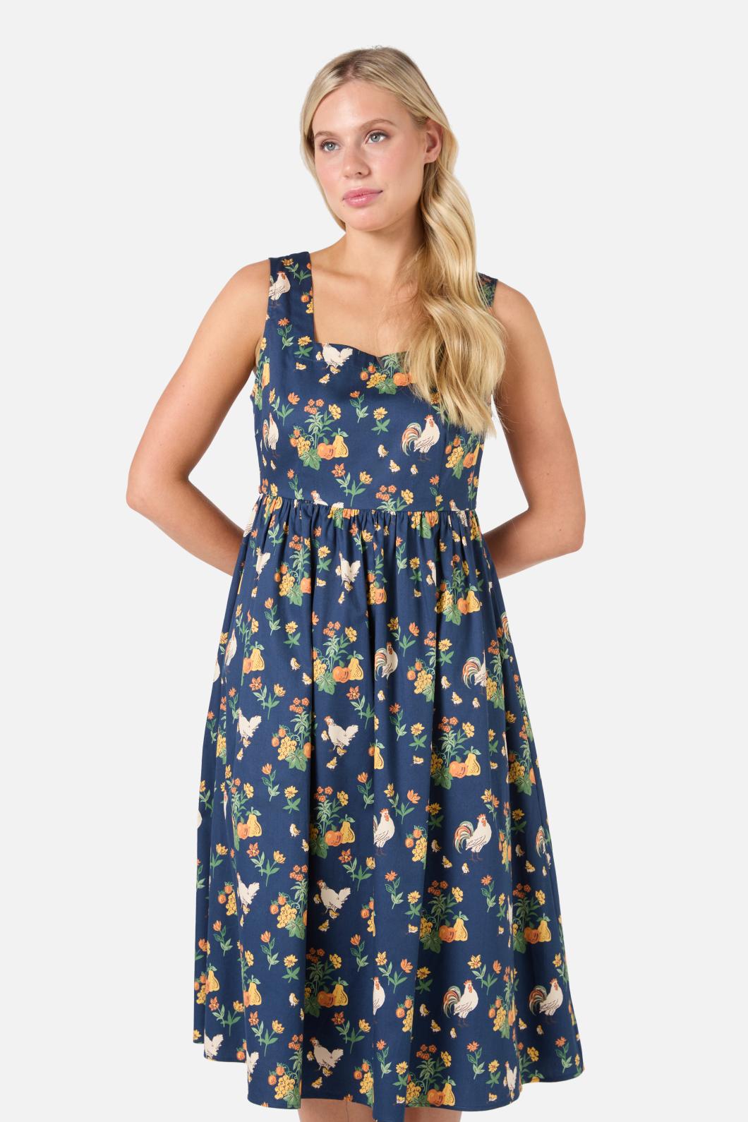 Princess Highway - Chickens Midi Dress - navy