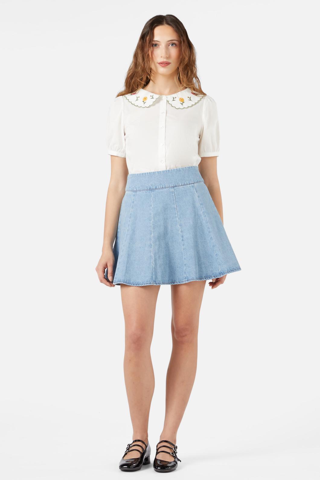 Princess Highway - Clara Denim Mini Skort - light-blue-denim