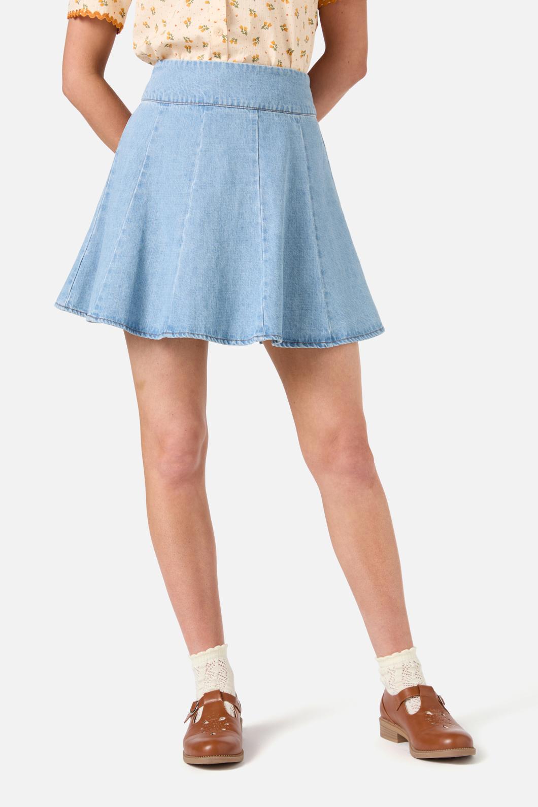Princess Highway - Clara Denim Mini Skort - light-blue-denim