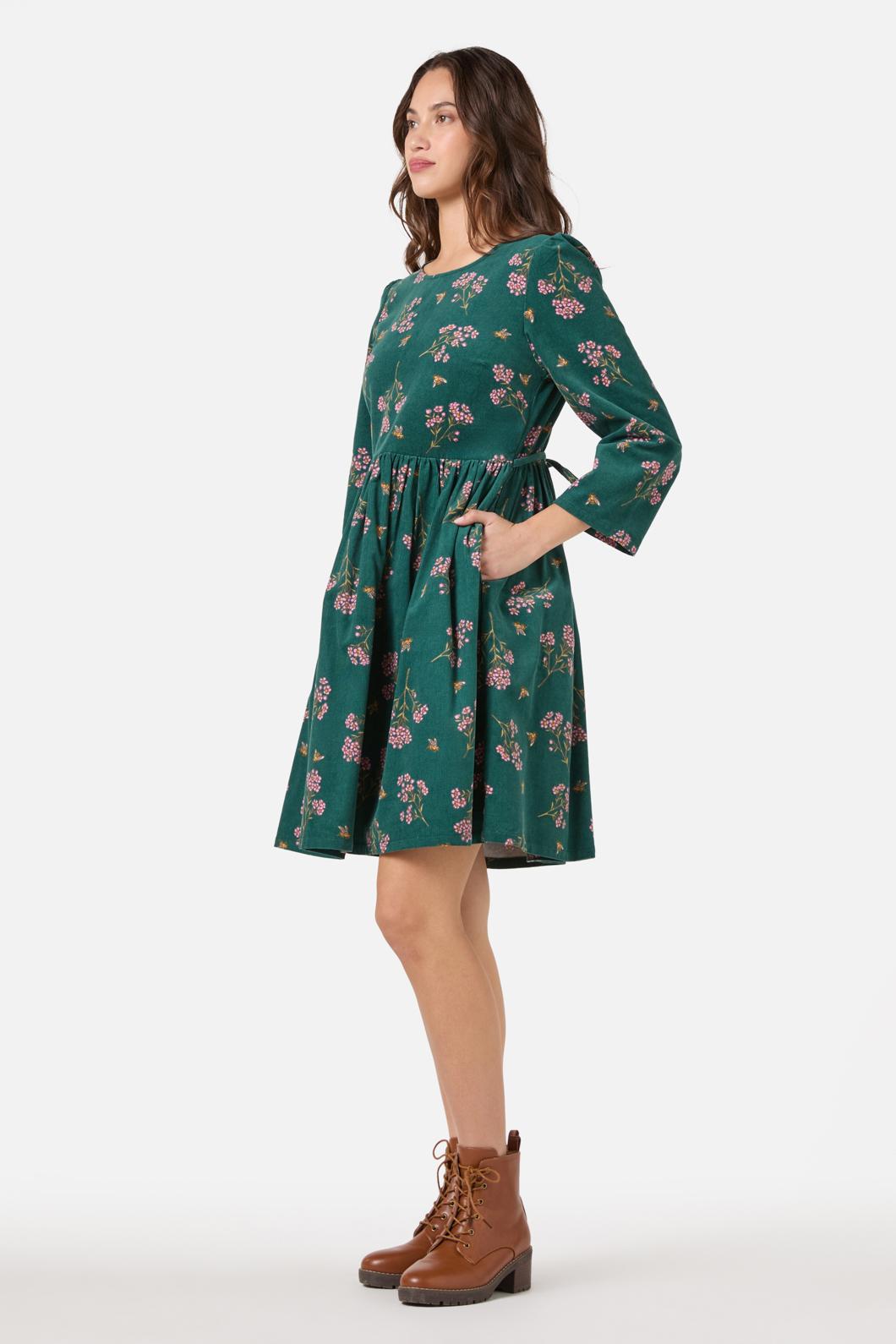 Princess Highway - Flora Bee Cord Smock Dress - green