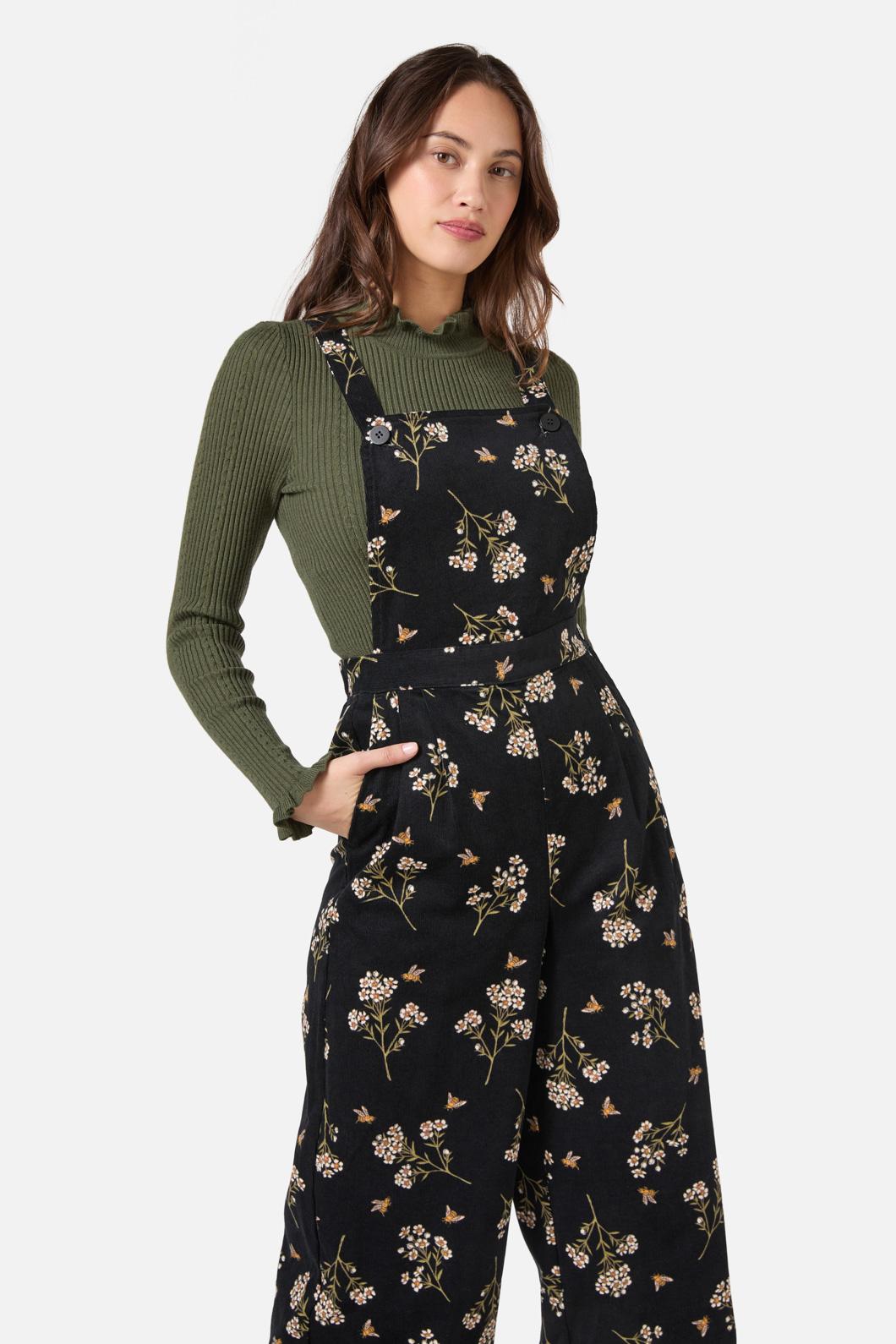 Princess Highway - Flora Bee Cord Overall - black