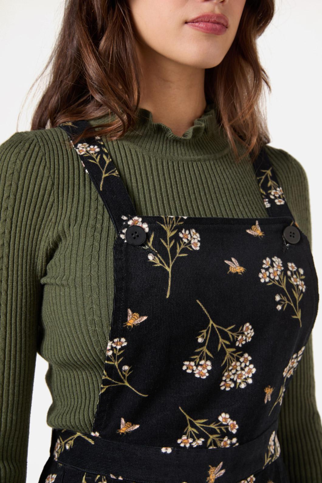 Princess Highway - Flora Bee Cord Overall - black