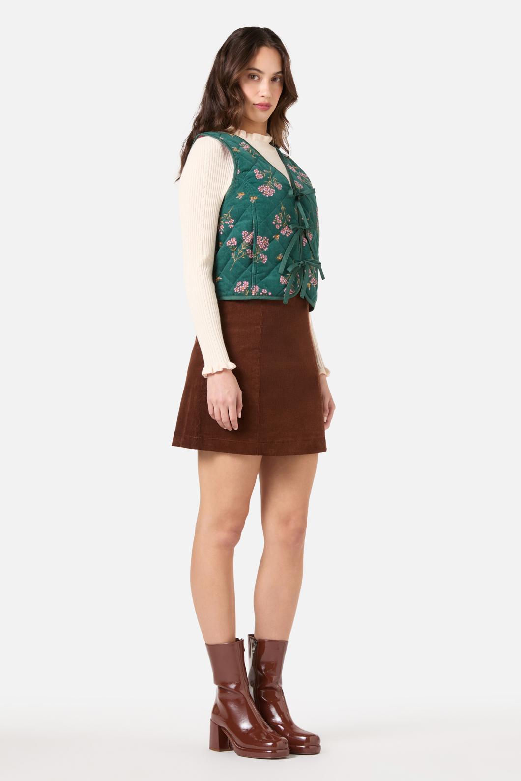 Princess Highway - Flora Bee Cord Quilted Vest - green