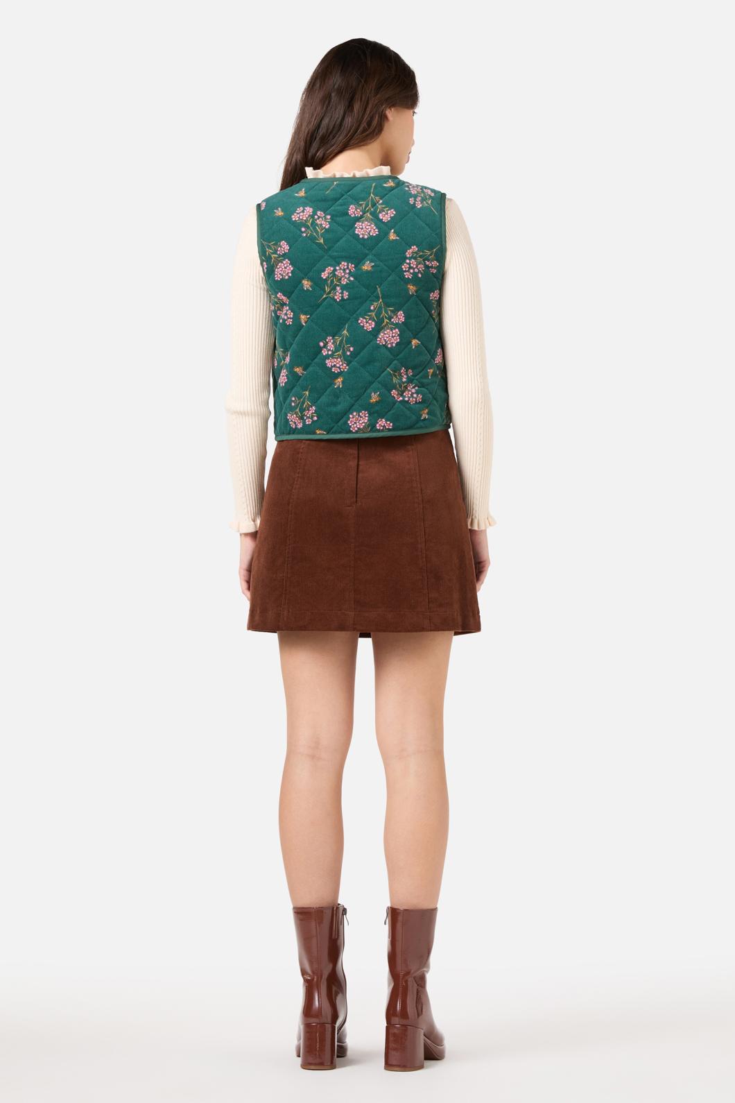 Princess Highway - Flora Bee Cord Quilted Vest - green