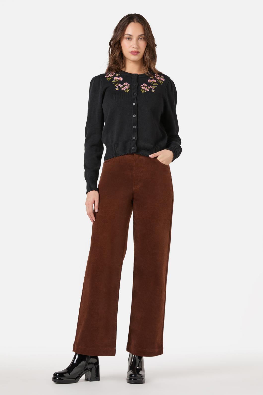 Princess Highway - Flora Bee Embroidered Cardigan - black