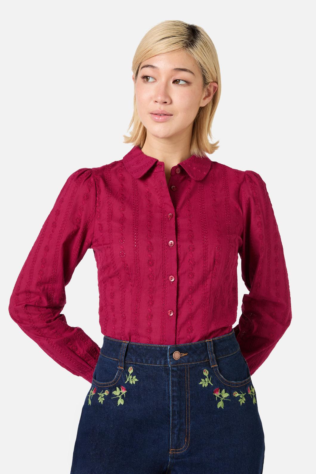 Princess Highway - Evelyn Cute Cotton Blouse - wine