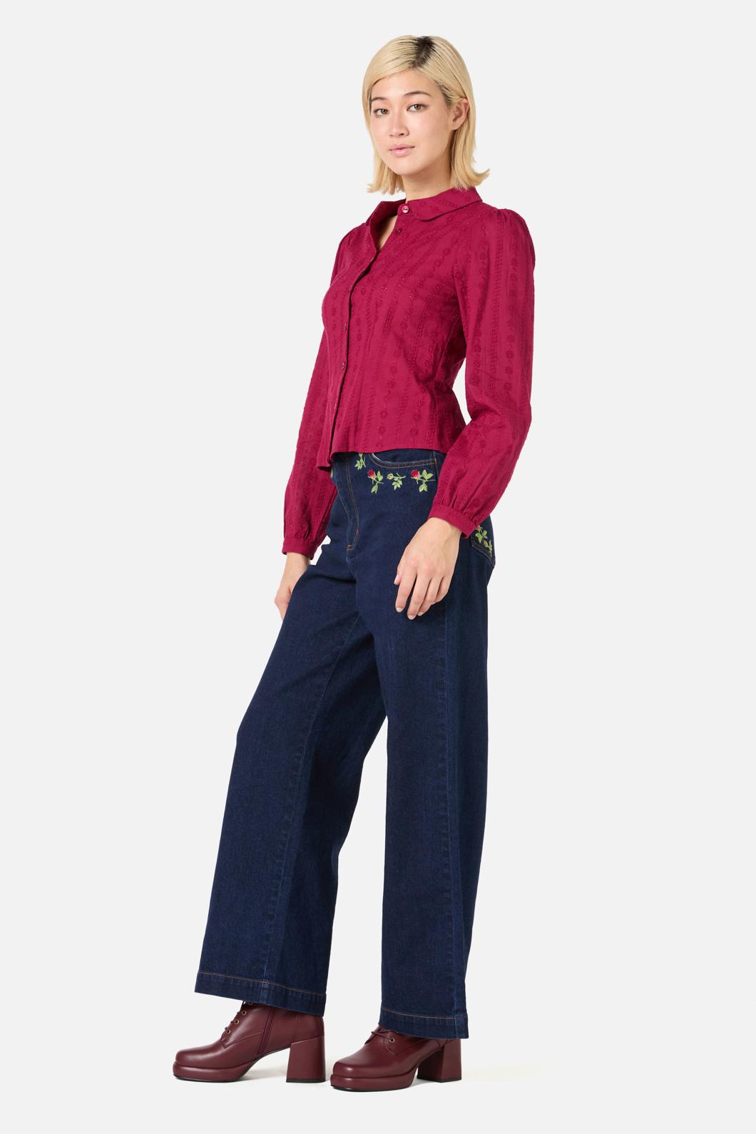 Princess Highway - Evelyn Cute Cotton Blouse - wine