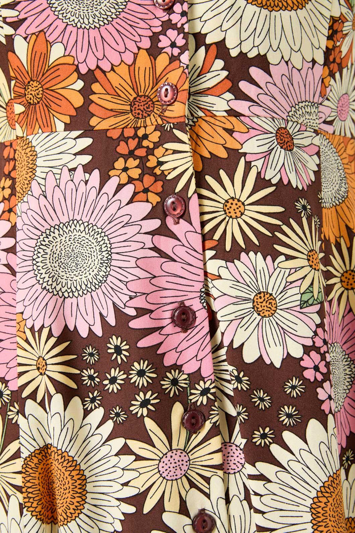 Princess Highway - Viva Floral Shirt Dress - chocolate