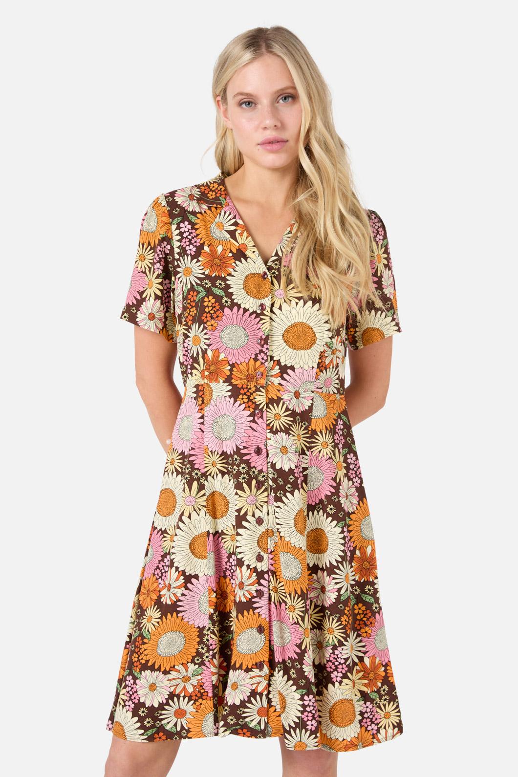Princess Highway - Viva Floral Shirt Dress - chocolate