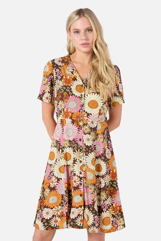 Princess Highway - Viva Floral Shirt Dress - chocolate