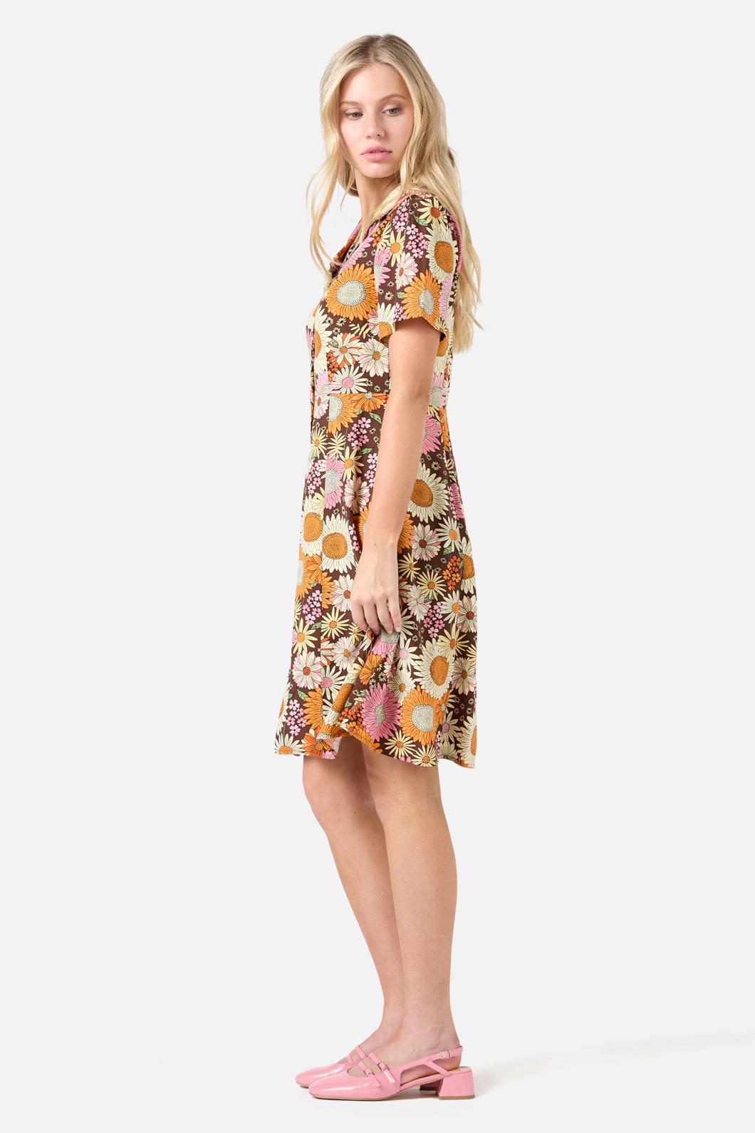Princess Highway - Viva Floral Shirt Dress - chocolate