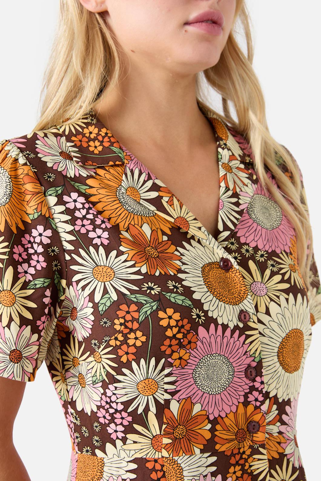 Princess Highway - Viva Floral Shirt Dress - chocolate