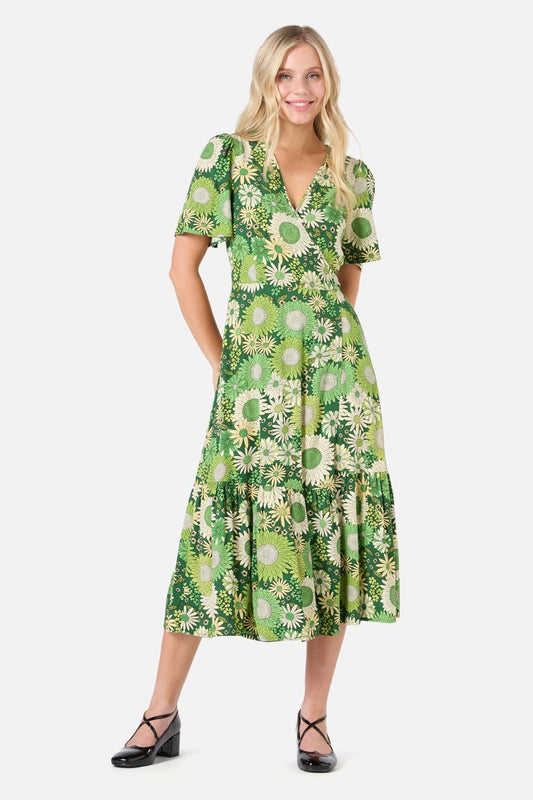 Princess Highway - Viva Floral Midi Wrap Dress - green
