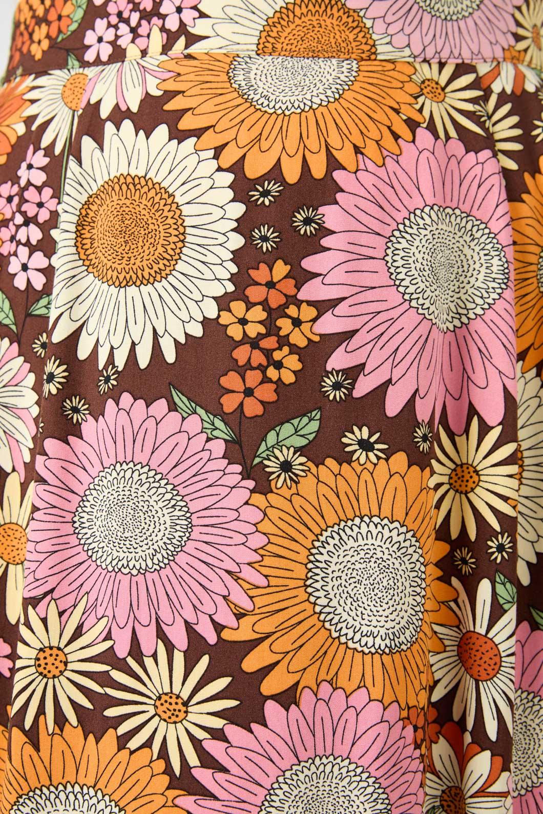 Princess Highway - Viva Floral Midi Skirt - chocolate