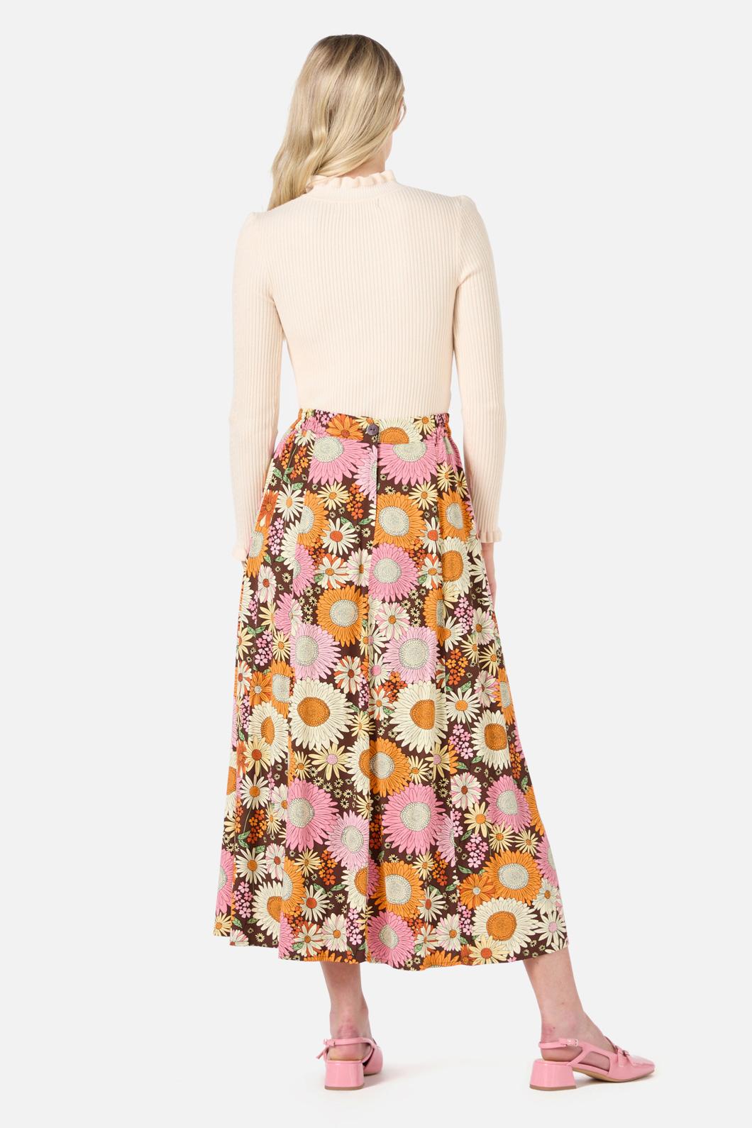 Princess Highway - Viva Floral Midi Skirt - chocolate