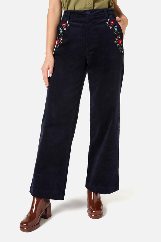 Princess Highway - Garden Embroiderd Cord Jean - navy