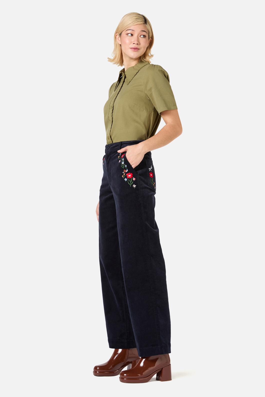 Princess Highway - Garden Embroiderd Cord Jean - navy