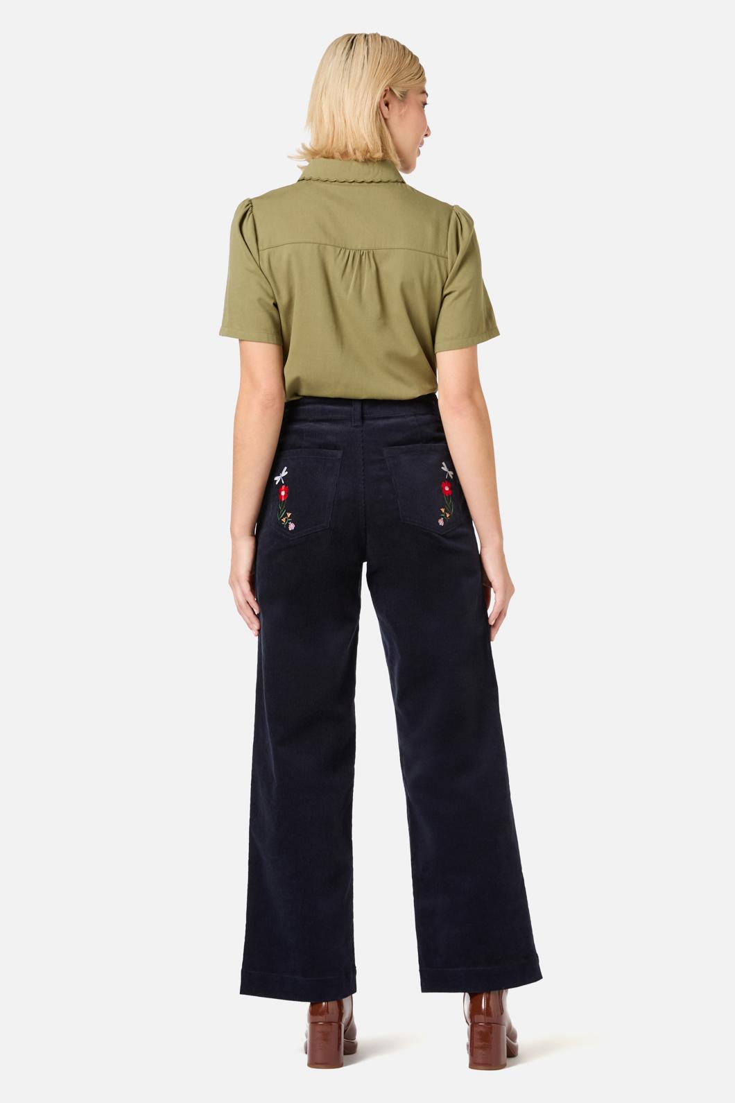 Princess Highway - Garden Embroiderd Cord Jean - navy