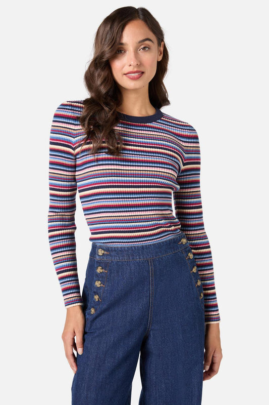 Princess Highway - Lucy Stripe Knit Top - navy