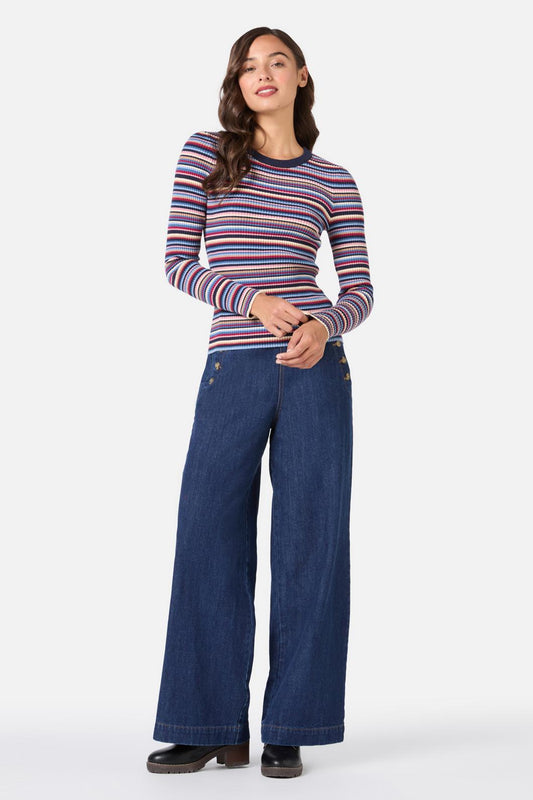 Princess Highway - Lucy Stripe Knit Top - navy