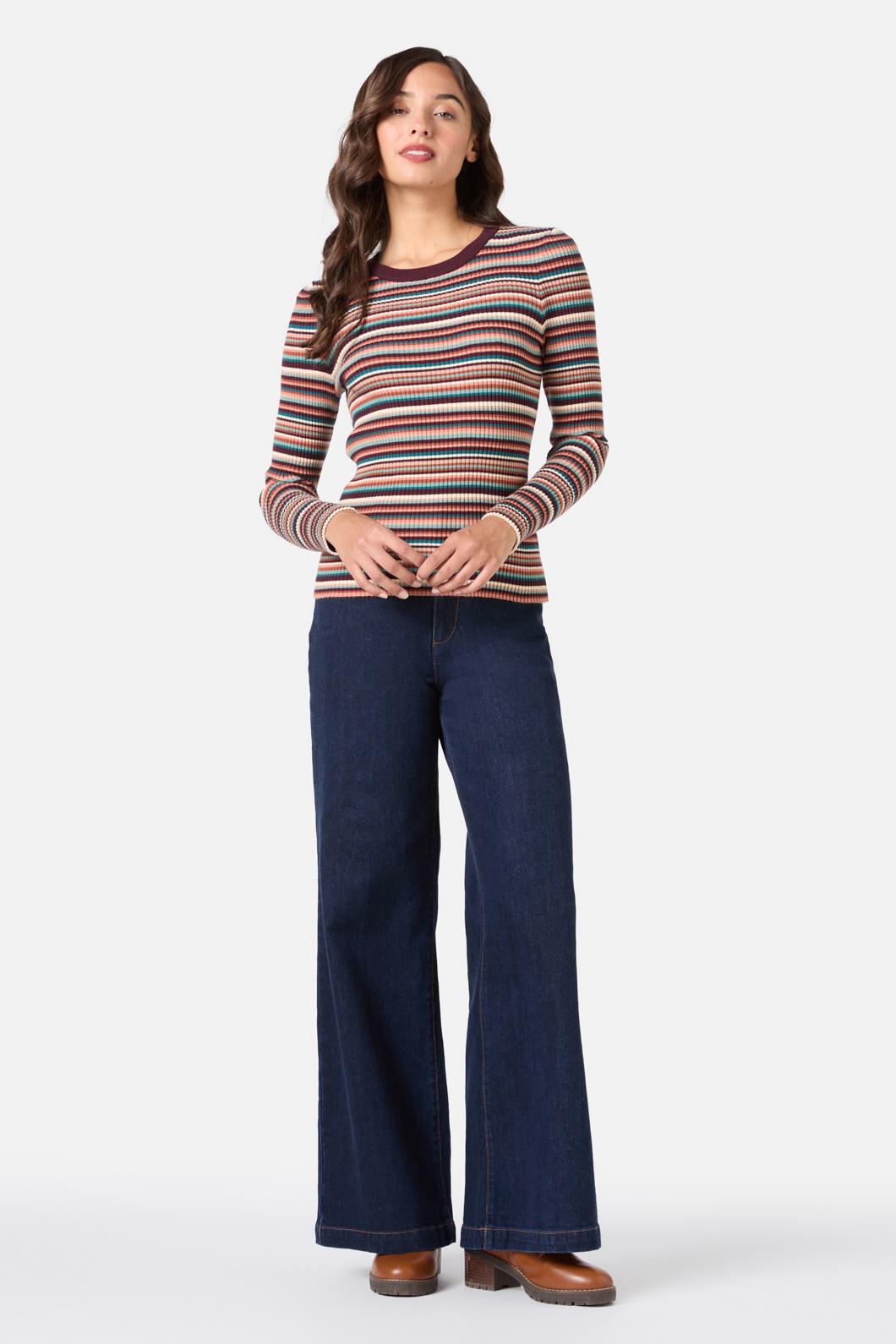 Princess Highway - Lucy Stripe Knit Top - chocolate