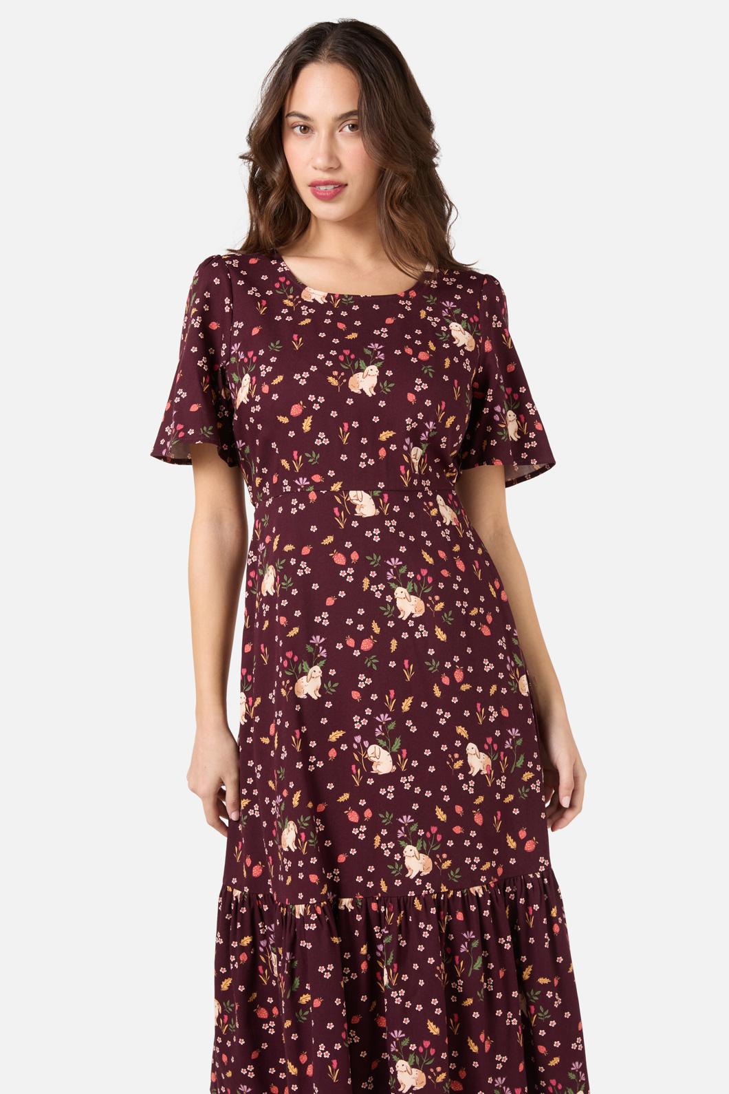Princess Highway - Coco Rabbit Midi Dress - burgundy