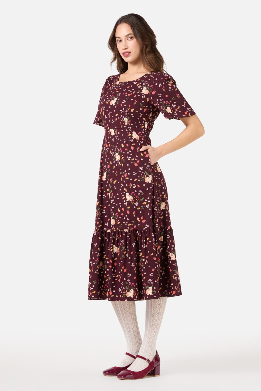 Princess Highway - Coco Rabbit Midi Dress - burgundy