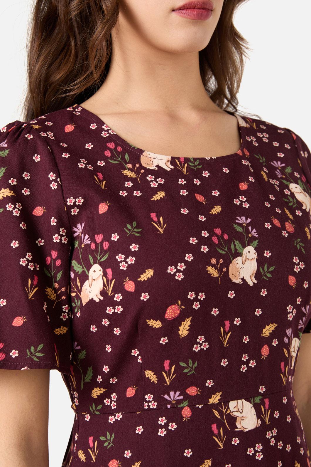 Princess Highway - Coco Rabbit Midi Dress - burgundy