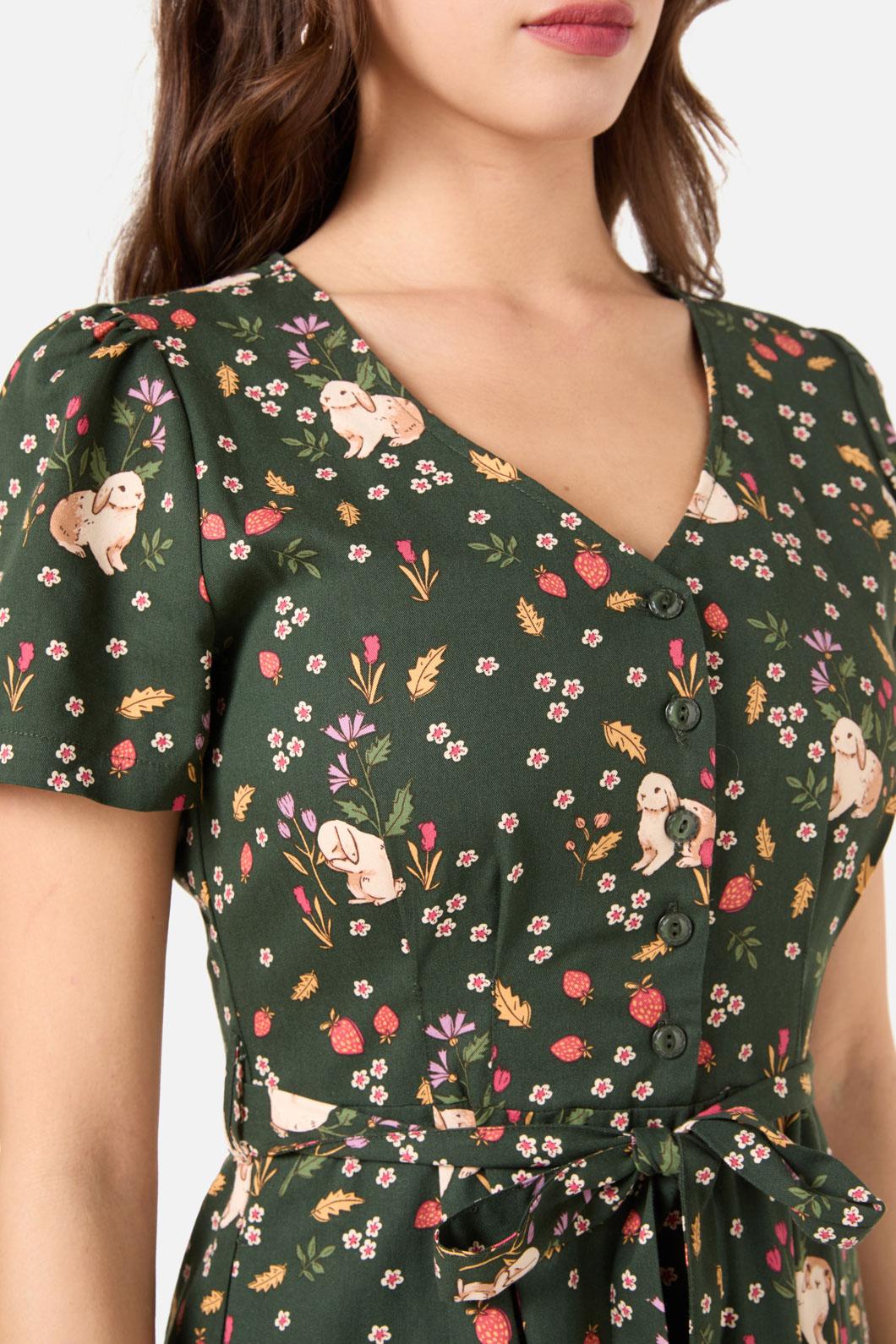 Princess Highway - Coco Rabbit A-Line Dress - olive