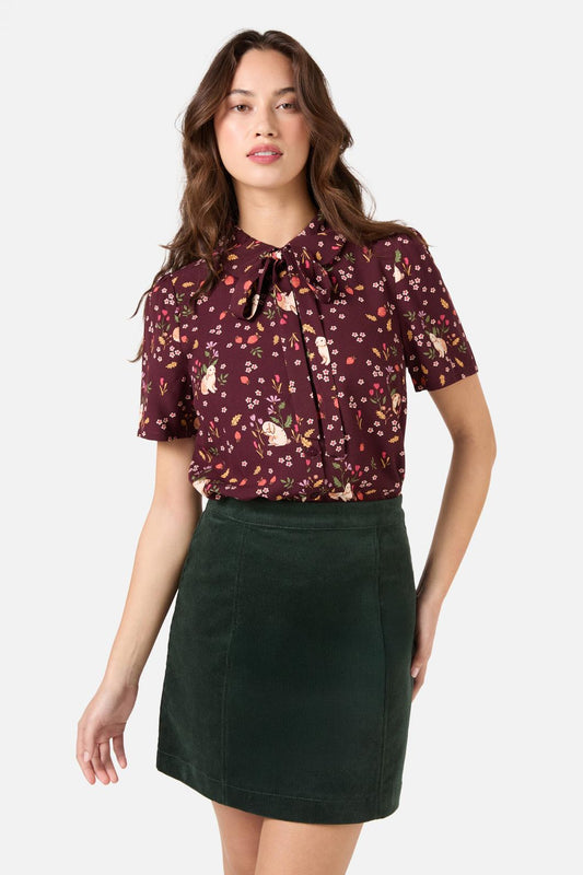 Princess Highway - Coco Rabbit Short SleeveBlouse - burgundy