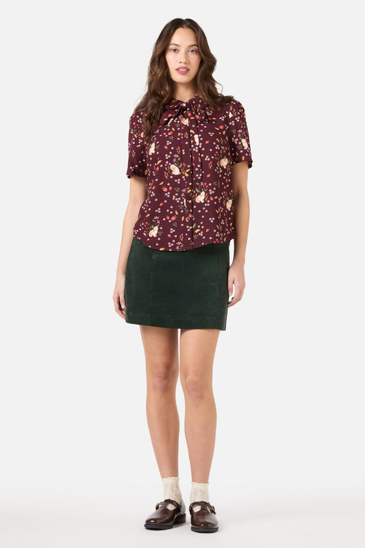 Princess Highway - Coco Rabbit Short SleeveBlouse - burgundy