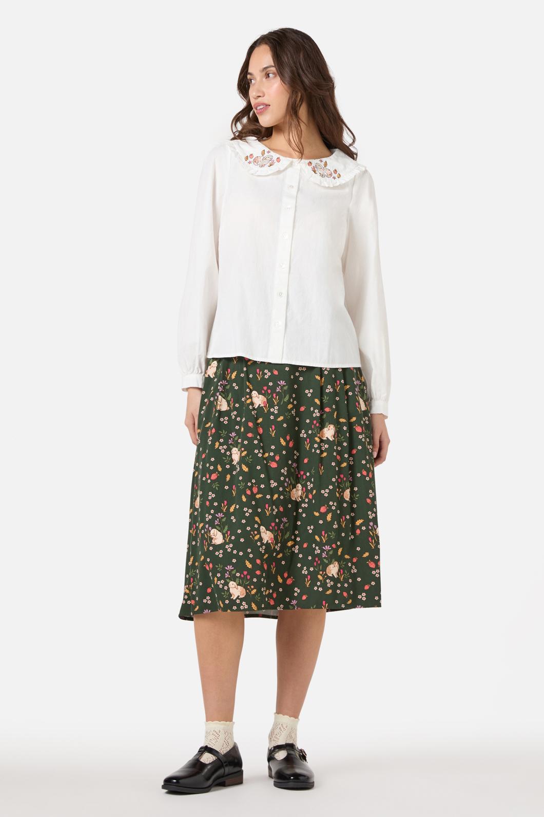 Princess Highway - Rabbit Embroidered Blouse - cream