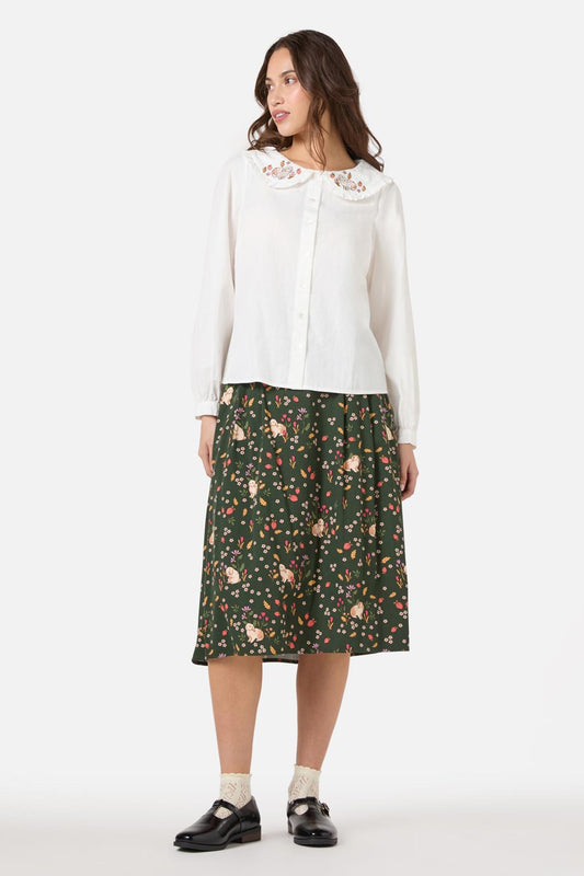 Princess Highway - Rabbit Embroidered Blouse - cream