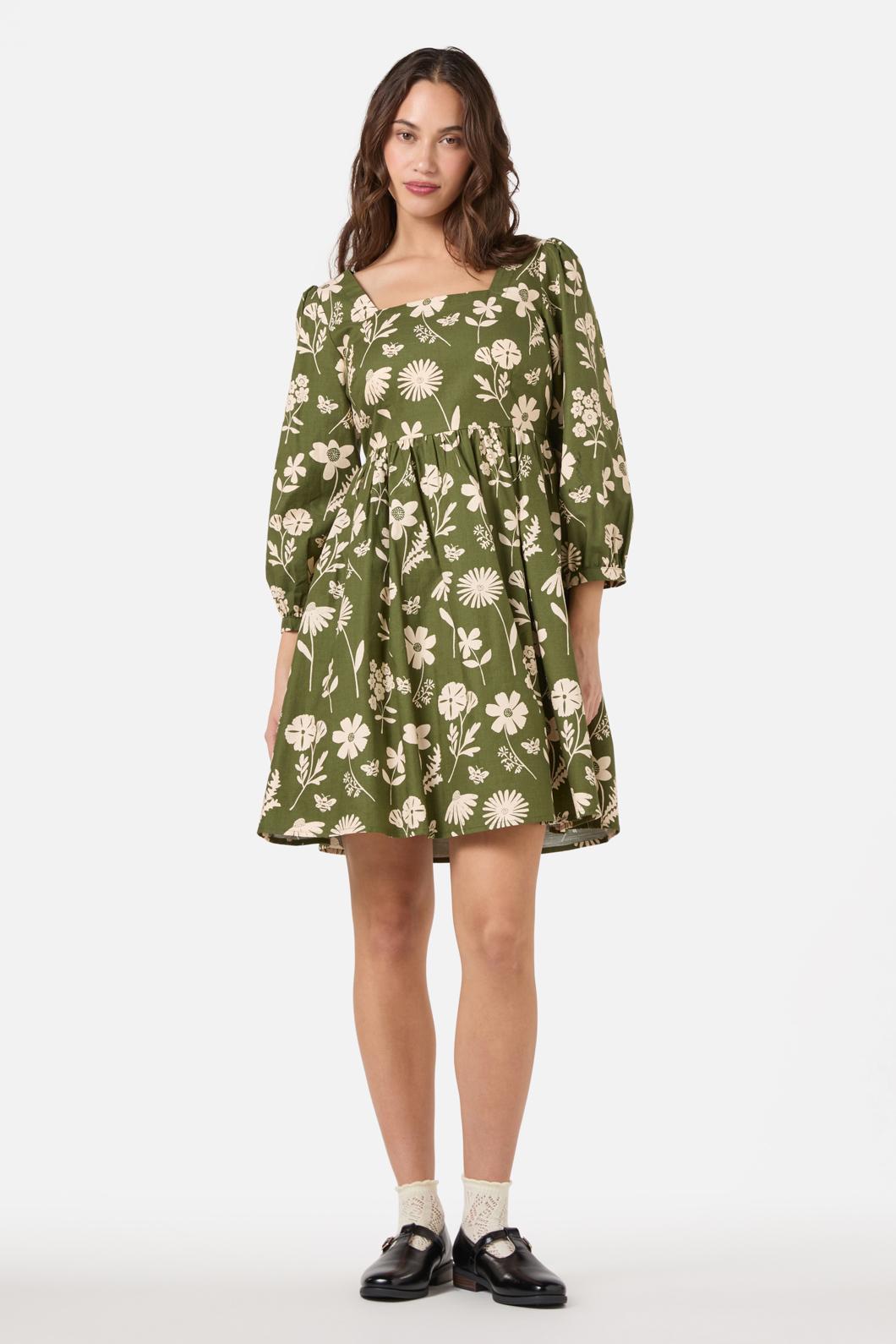 Princess Highway - Variety Fleur 3/4 Sleeve Dress - olive