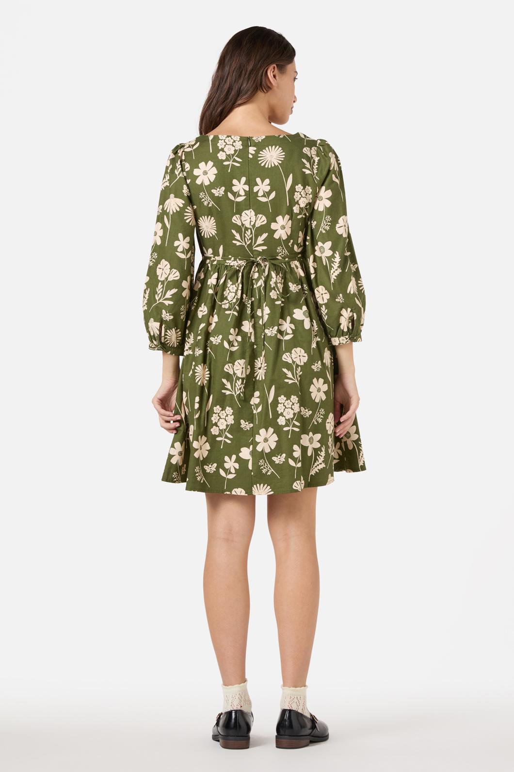 Princess Highway - Variety Fleur 3/4 Sleeve Dress - olive